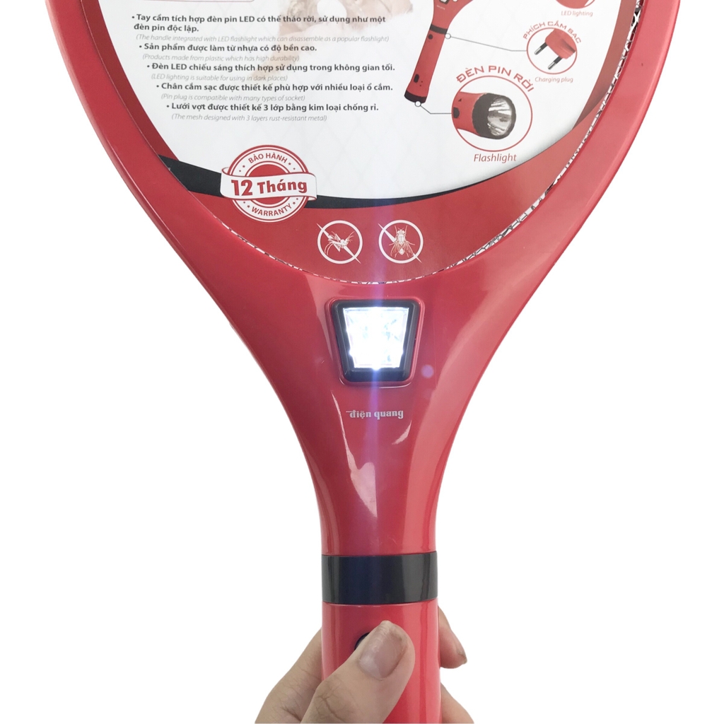 Vợt bắt muỗi ĐQ ĐQ EMR07L PBL đỏ đen