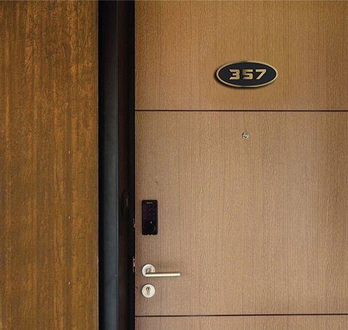 Biển số phòng da BP01 oval viền inox, Bảng số chung cư, khách sạn, toà nhà