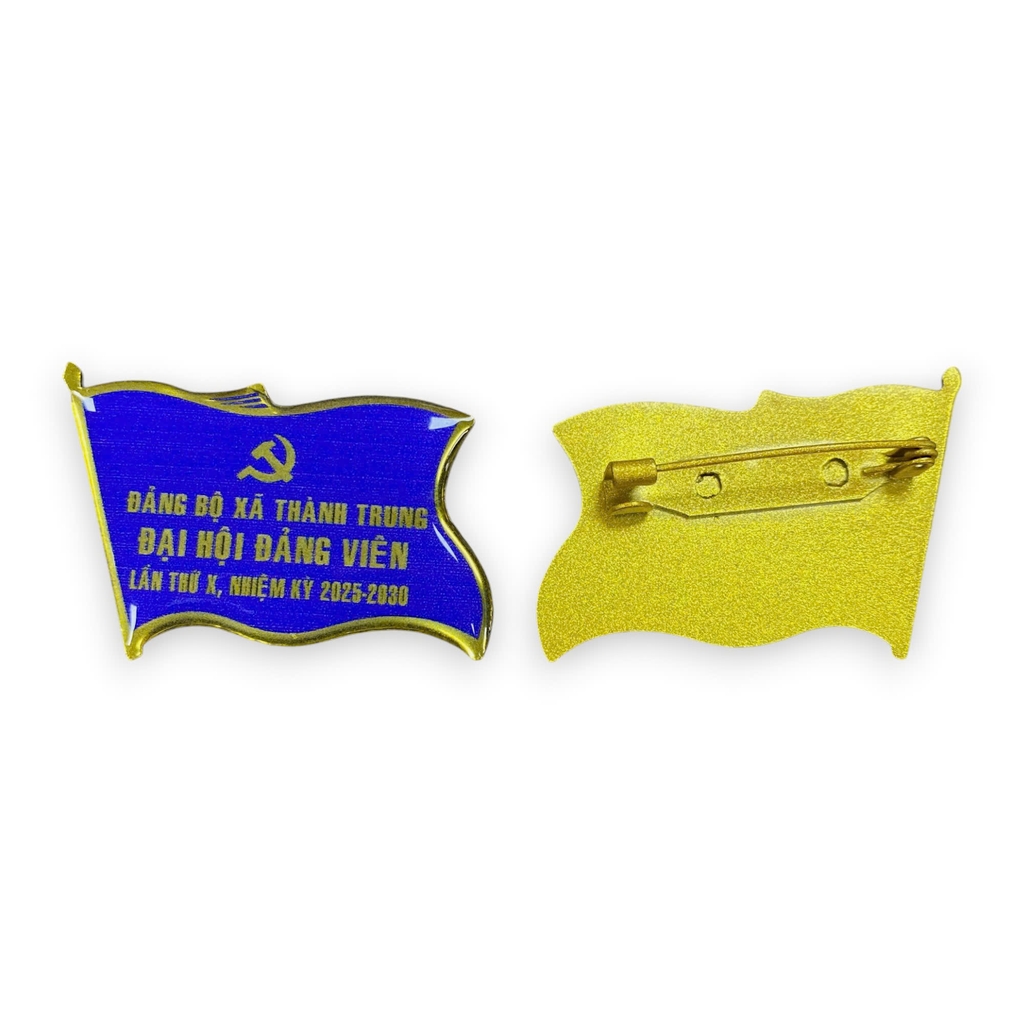 Huy hiệu cài áo đồng / inox hàn kim 004E, Huy hiệu lá cờ, Huy hiệu đại biểu, Huy hiệu đại hội, Cài áo cờ Đảng