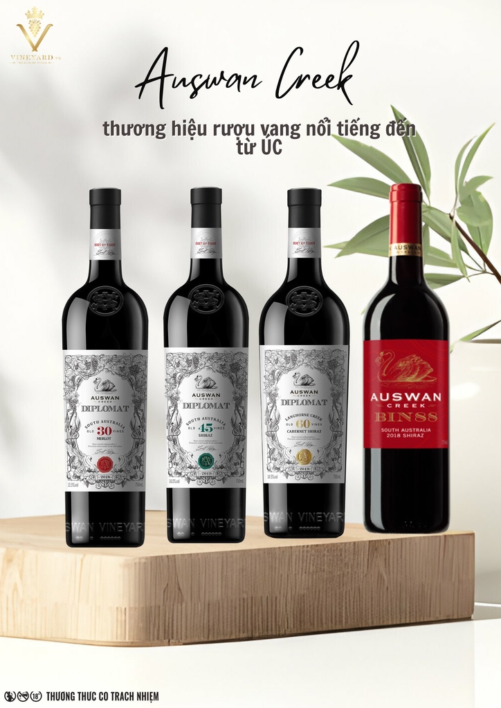 Rượu vang Úc Auswan Diplomat & Auswan Bin 88