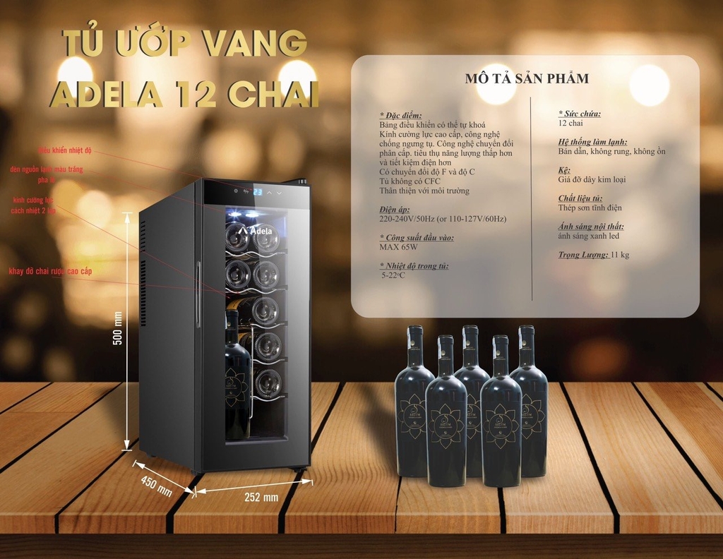 Tủ rượu vang mini 12 chai
