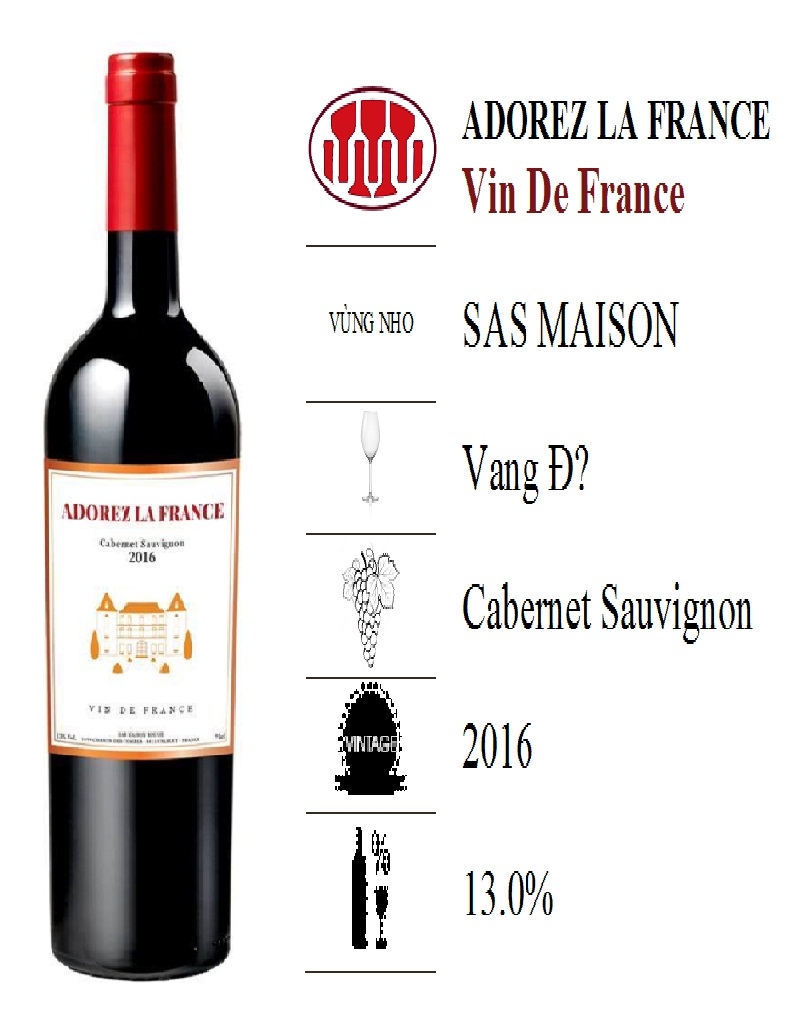 Rượu vang Pháp Adorez De France Bordeaux Cabernet Sauvignon .