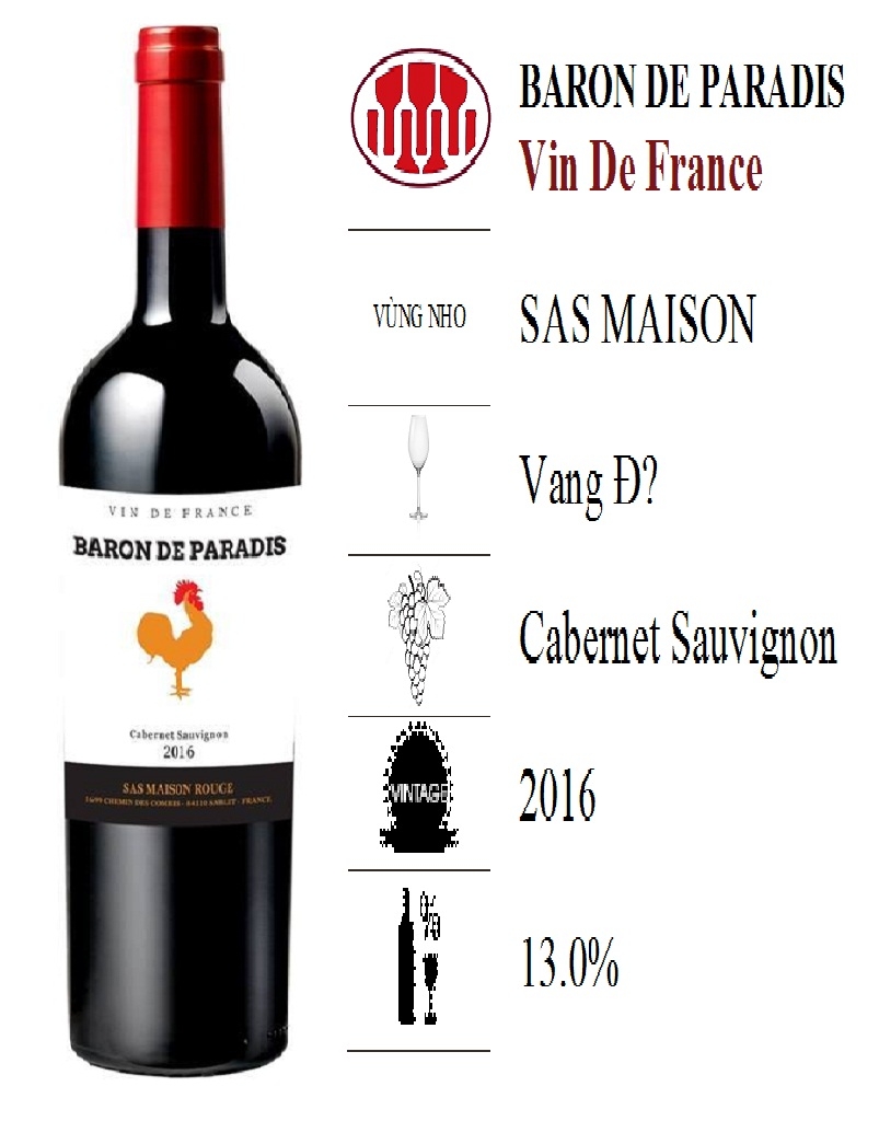 Rượu vang Pháp Bordeaux Baron De Paradis UG Bordeaux .