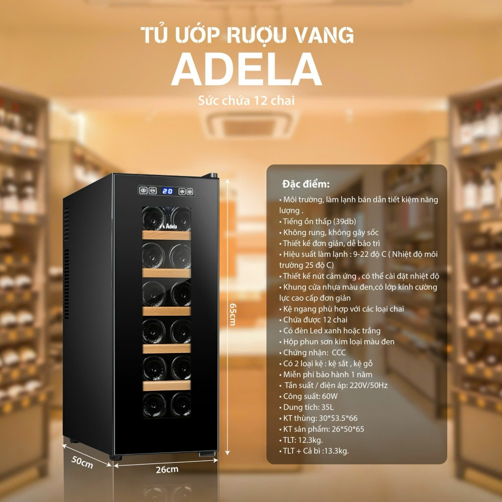 Tủ rượu vang mini 12 chai