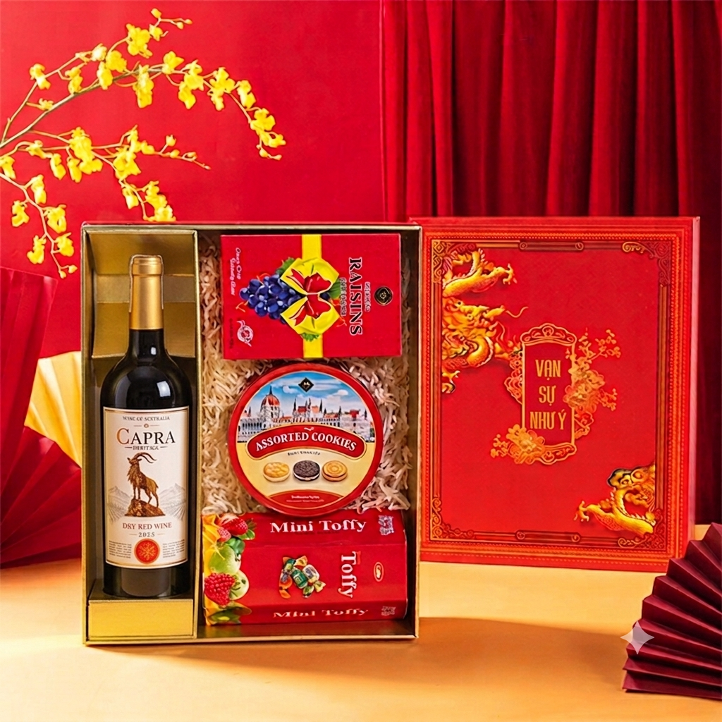 RƯỢU VANG ĐÓNG GIỎ QUÀ TẾT