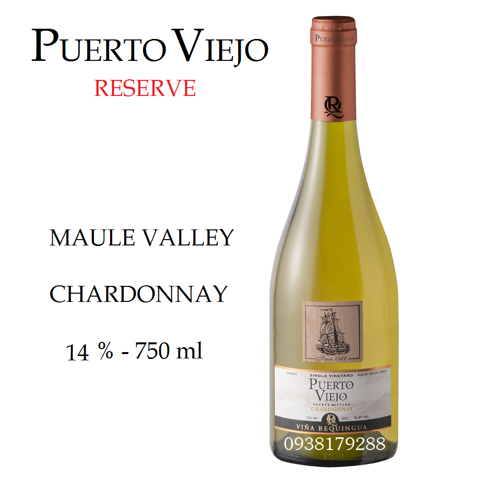 Rượu vang Chile PUERTO VIEJO CHARDONNAY ( Mác Gỗ ) .