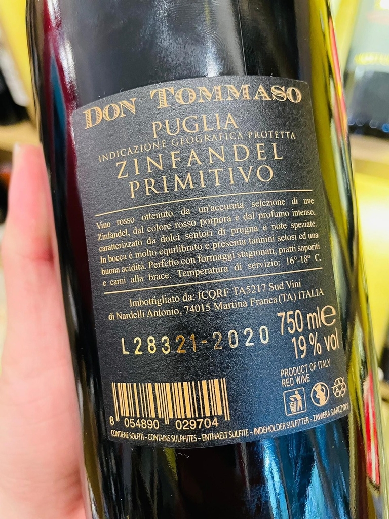 Rượu Vang 19 độ Zinfandel Dom Tommaso.