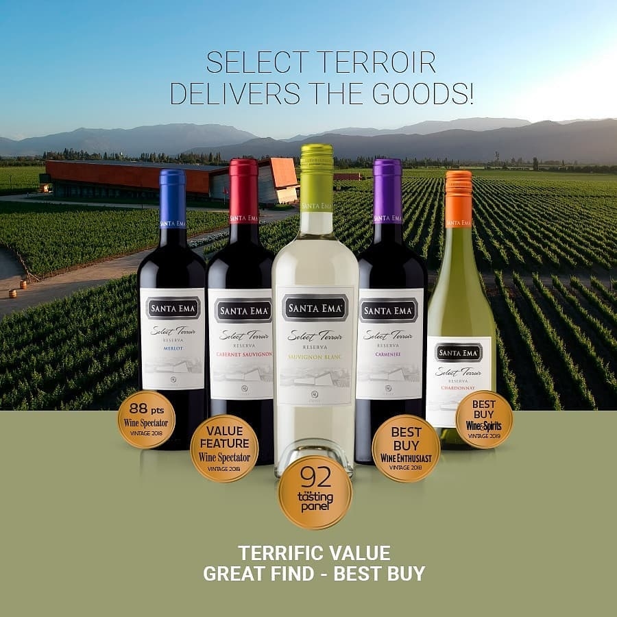 Rượu vang Chile Santa Ema Select Terroir Reserva đỏ.