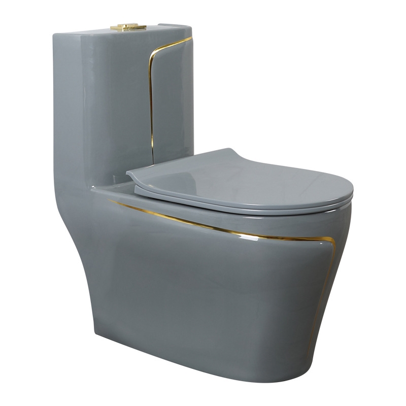BỒN CẦU LIỀN KHỐI GHI XÁM SỌC VÀNG KA5325 Bồn Cầu Liền Khối Ghi Xám Sọc Vàng Ka5325