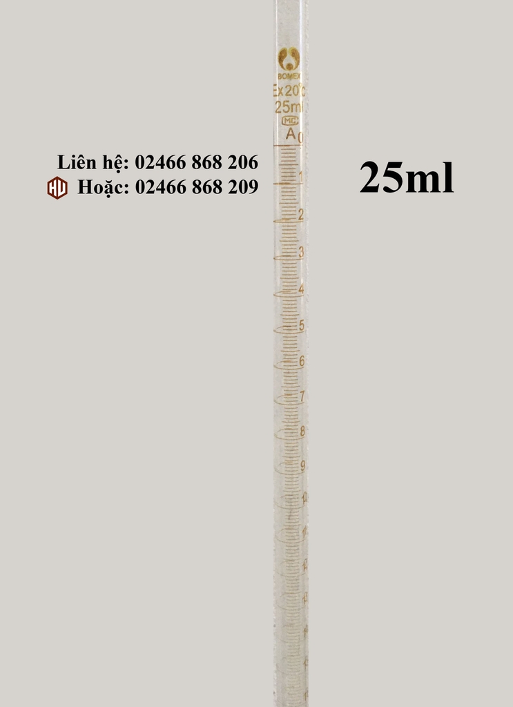 BURET THỦY TINH KHÓA NHỰA MÀU TRẮNG 10ML - 25ML - 50ML