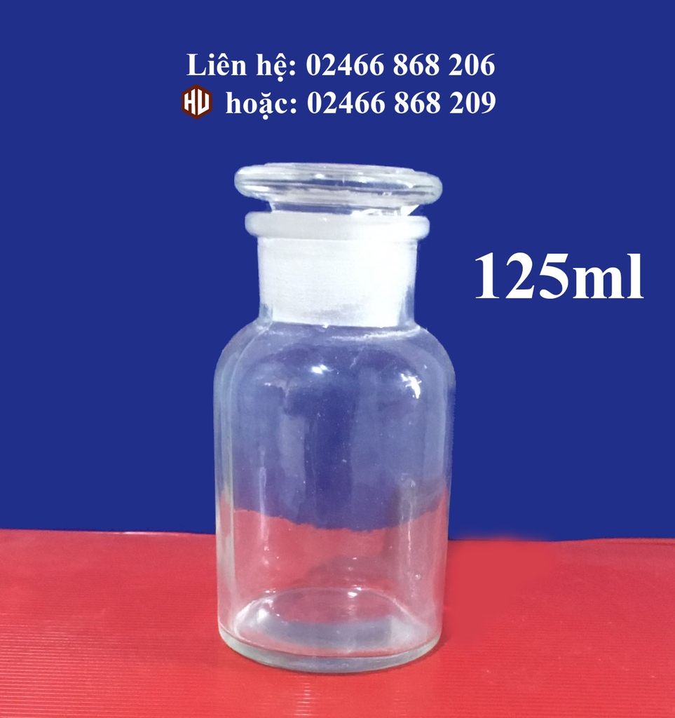 Chai thủy tinh đựng hóa chất trắng miệng rộng 60ml, 125ml, 250ml, 500ml, 1000ml, 2500ml, 5000ml, 10000ml