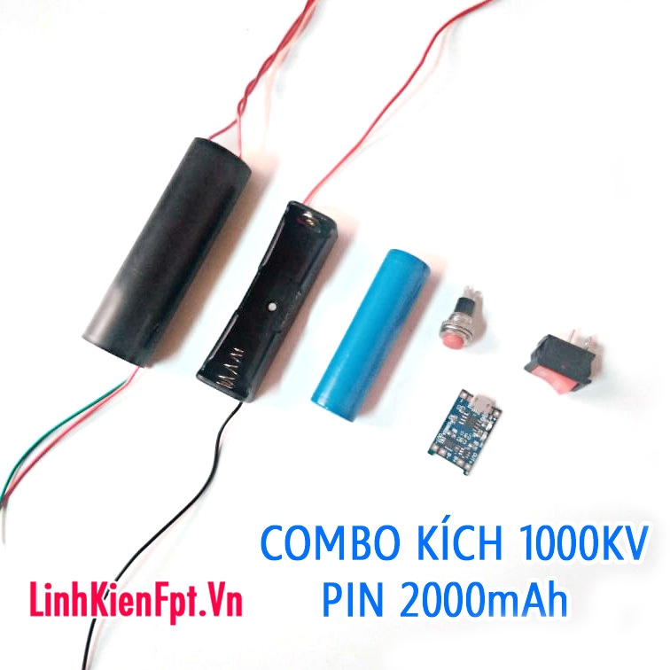 Bộ Kích điện 1000KV- Combo Đầy Đủ Pin 2000mAh