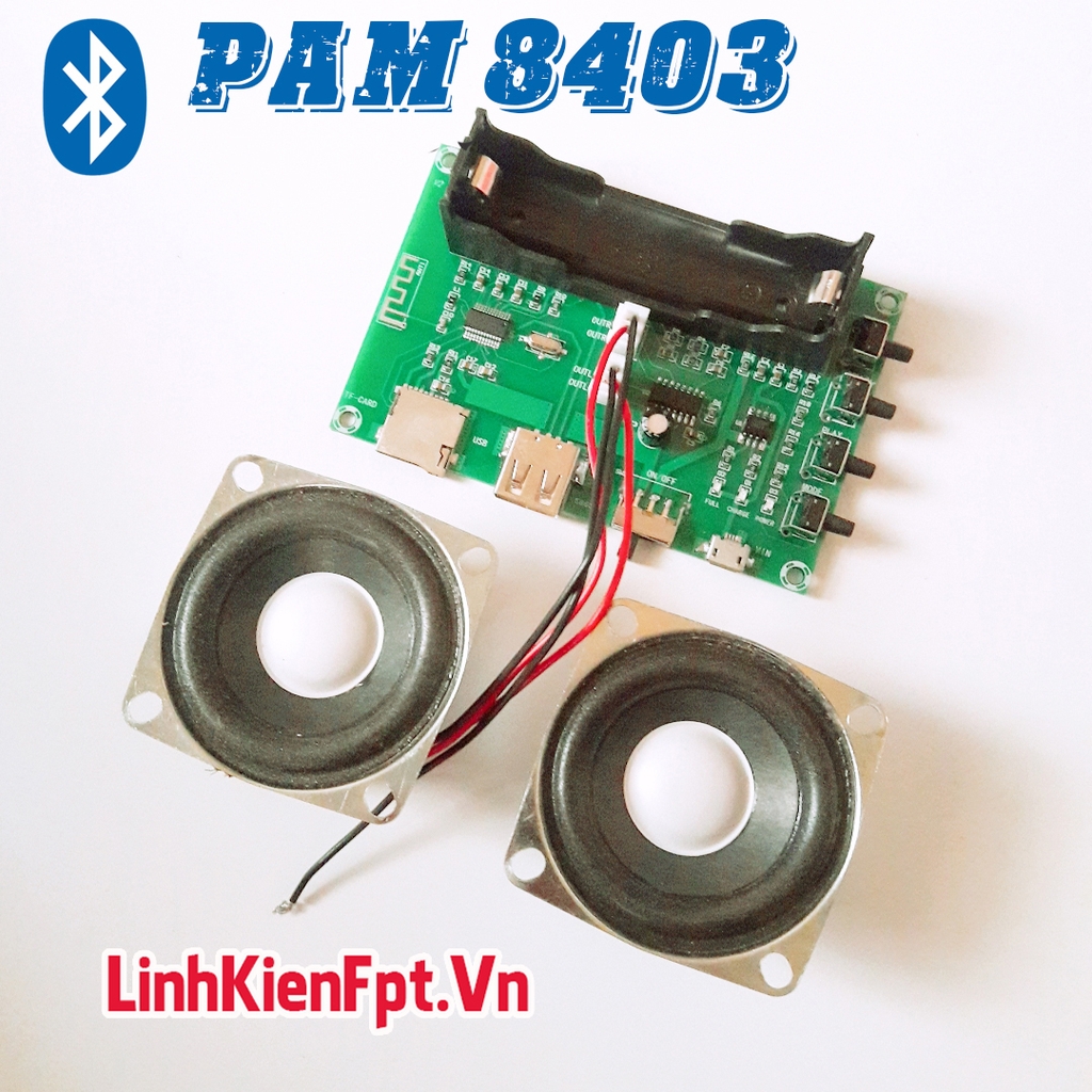 PAM 8403 Bluetooth Tích Hợp Pin + 2 Loa 10W - Chế loa 3 trong 1