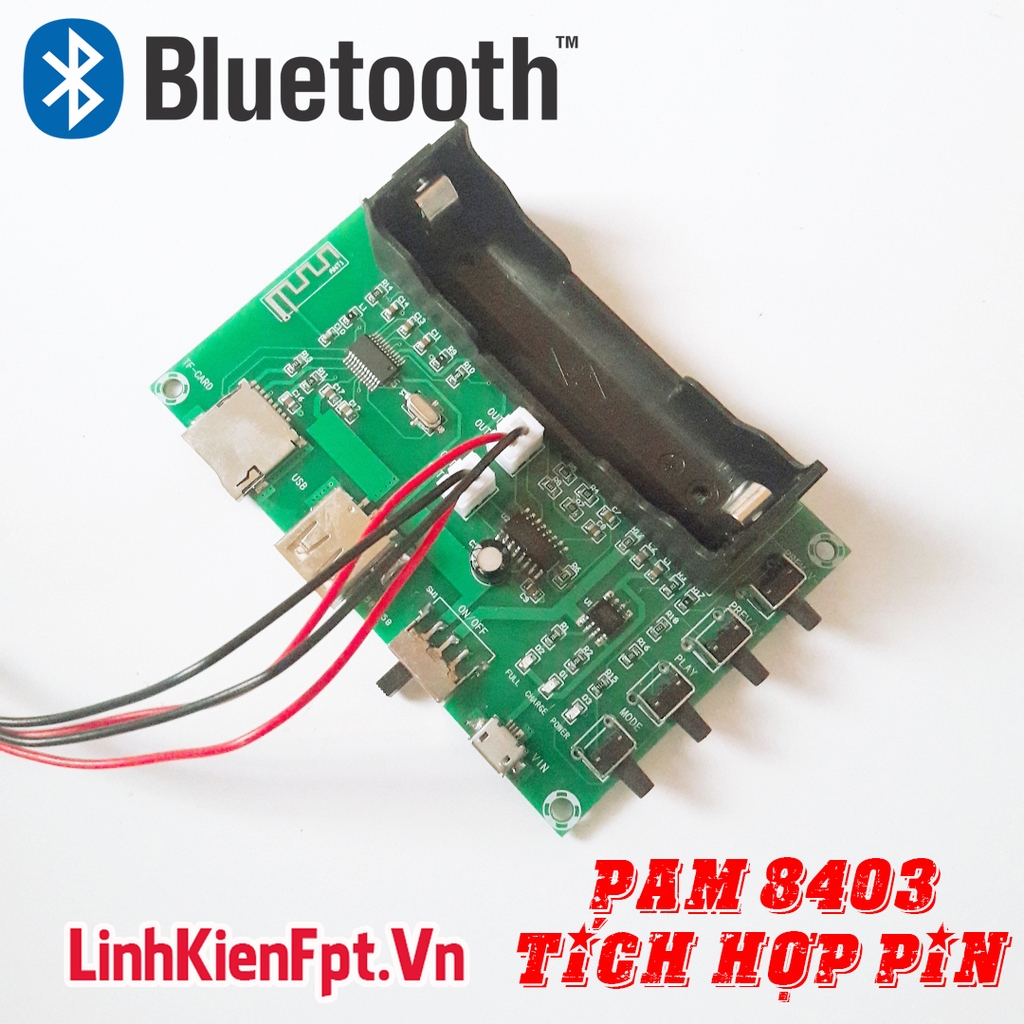 Mạch Âm Thanh PAM 8403 Bluetooth 2 Kênh 5W Tích Hợp Pin