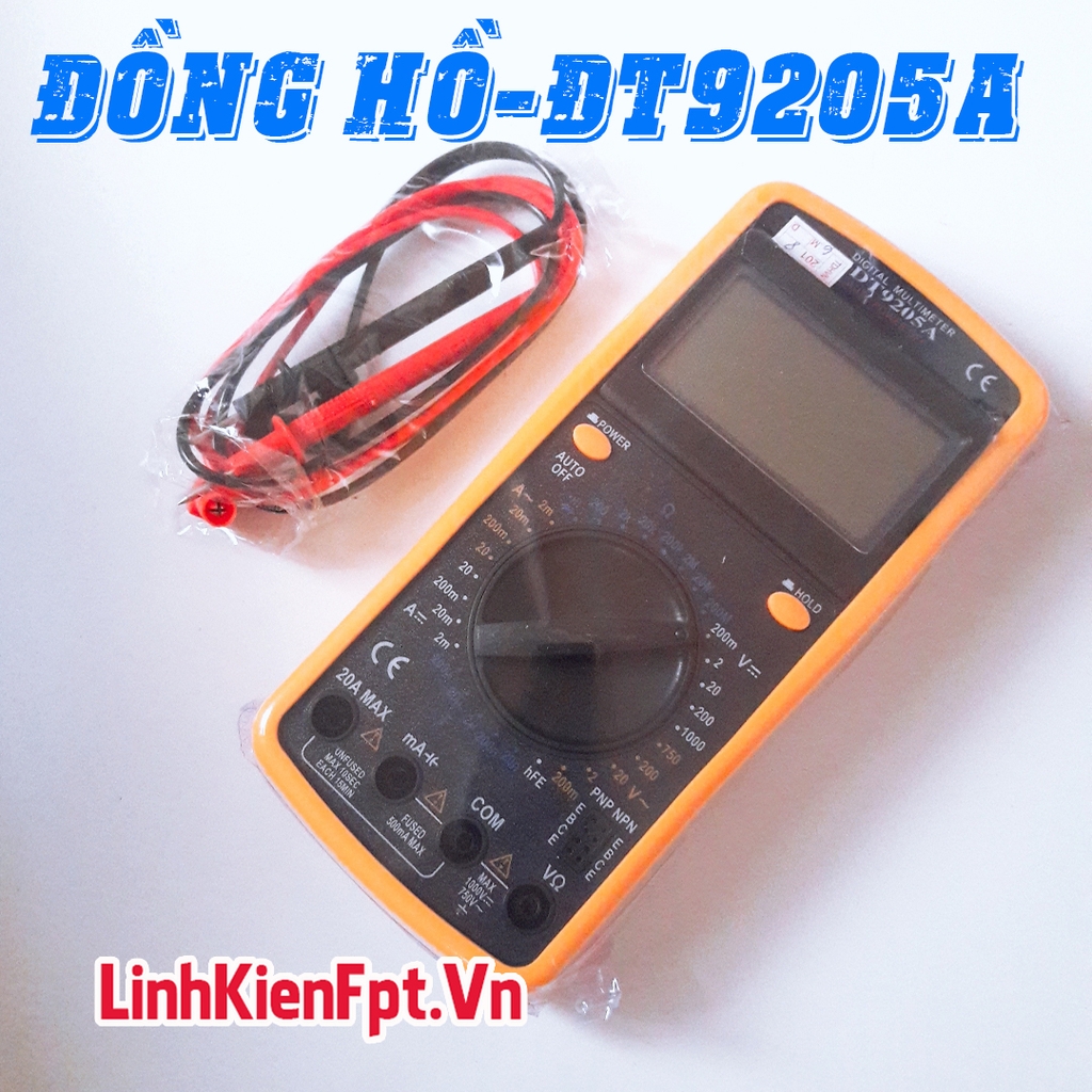 Đồng Hồ Đo Vạn Năng DT9205 , Đồng Hồ Đo Điện Tử Chất Lượng Tốt + Kèm Pin