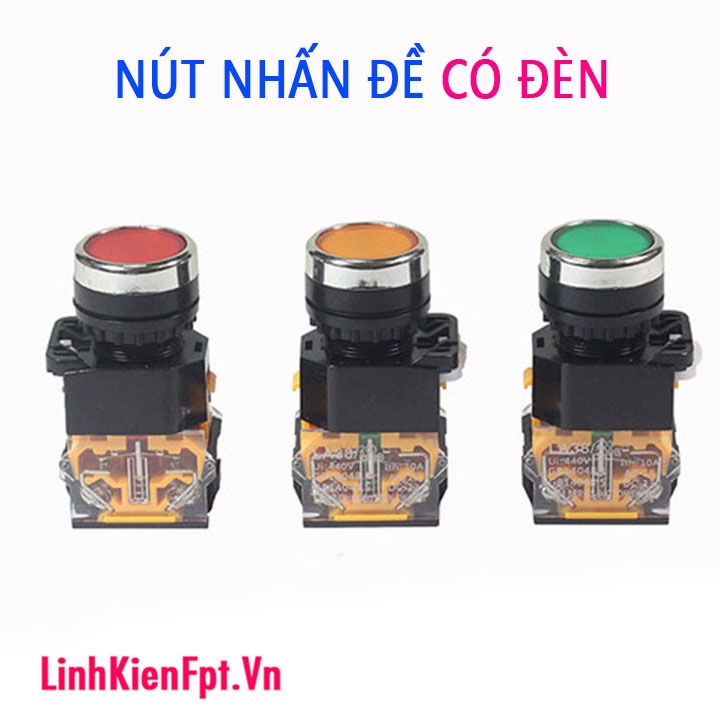 Nút nhấn nhả,nút nhấn đề có  đèn - 3 Đèn