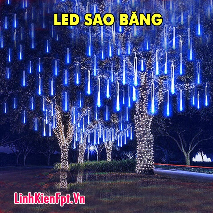 Đèn LED Sao Băng 8 Ống Trang Trí Xanh Dương