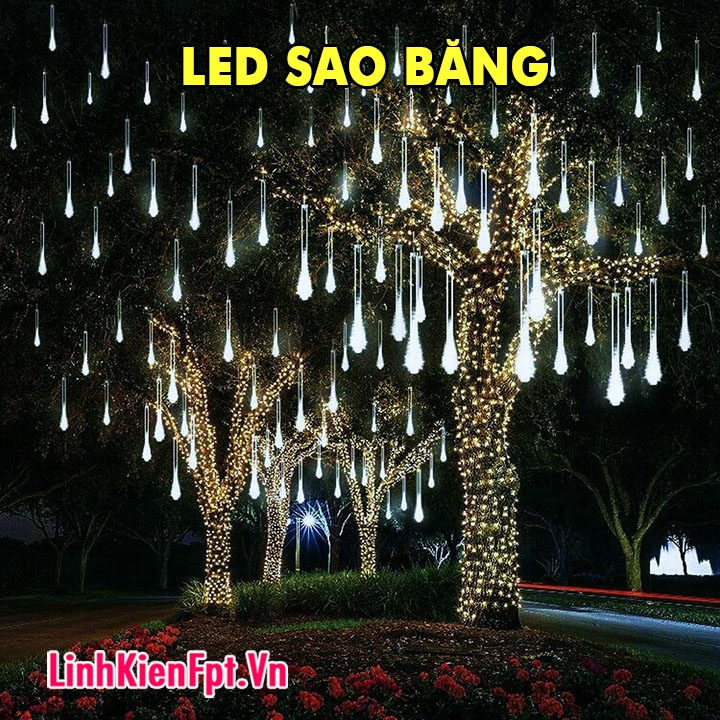 Đèn LED Sao Băng 8 Ống Trang Trí Sáng Trắng