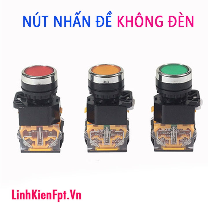 Nút nhấn nhả,nút nhấn đề không đèn - 3 Đèn