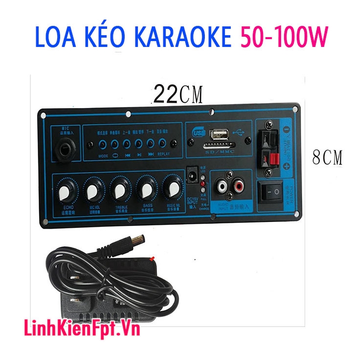 Mạch loa kéo Karaoke Bluetooth 50 -100W