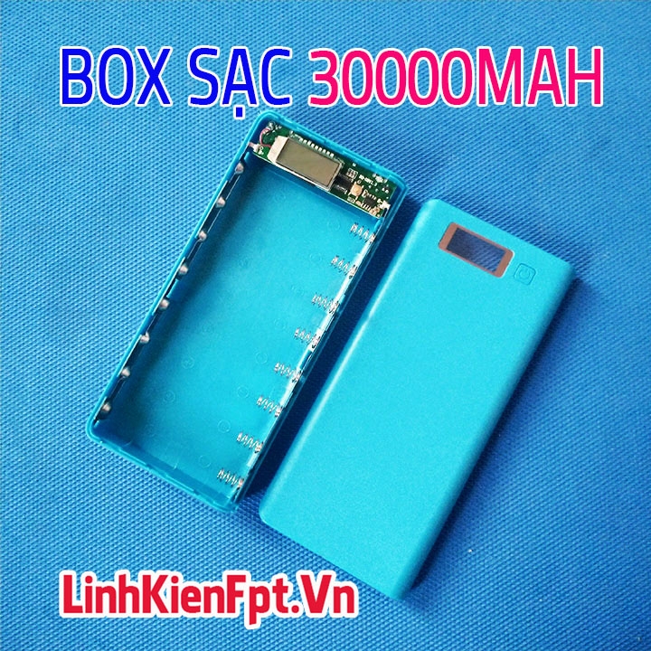 Box Sạc Dự Phòng LCD 8Cell 30000mAh Xanh