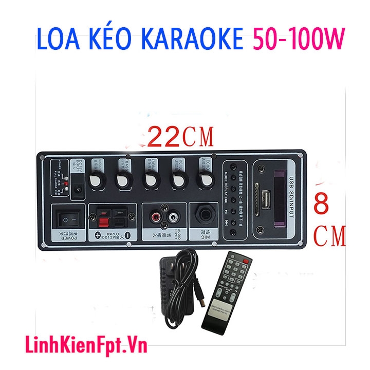 Mạch loa kéo Karaoke Bluetooth 50 -100W Có Điều Khiển