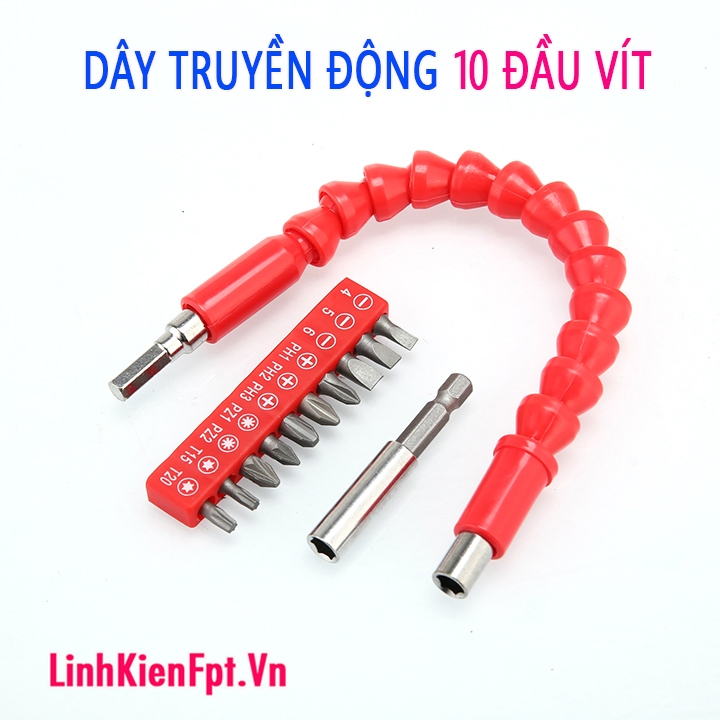Combo dây truyền động và 10 đầu bắt vít