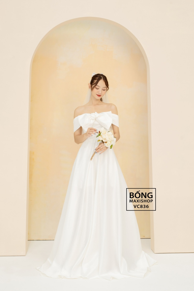 Đâm cưới tay dài đẹp cho cô dâu đi bàn phong cách đơn giản #1048