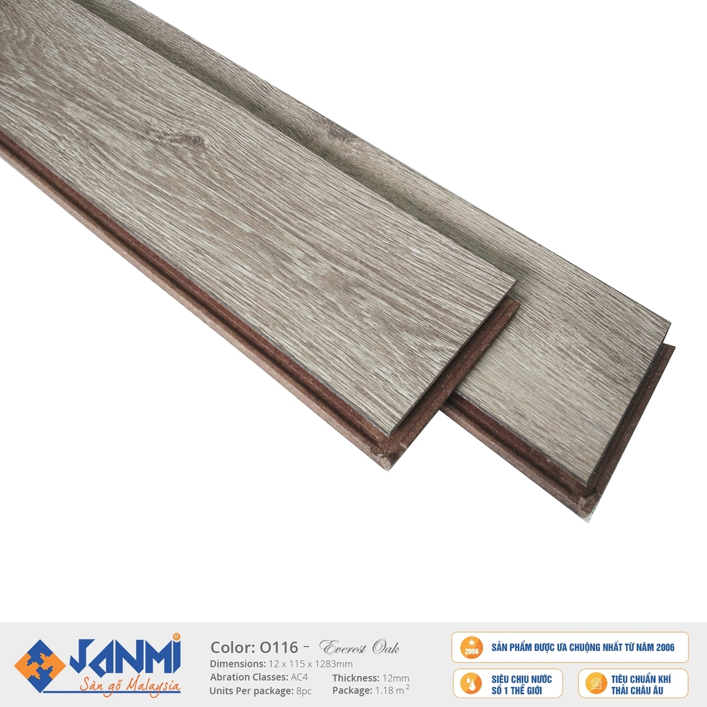 Sàn gỗ Janmi O116 - 12mm bản nhỏ | Thiên Hà Floor