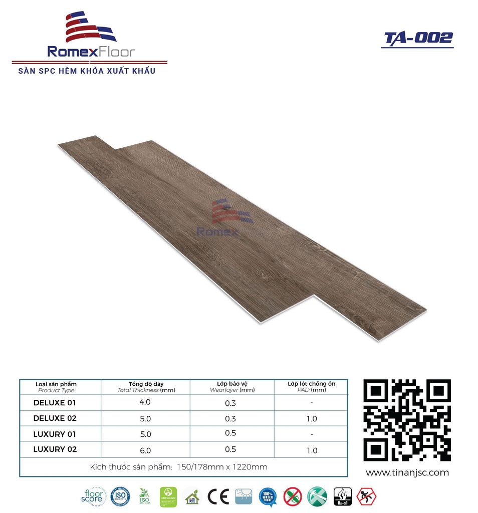 Sàn nhựa Romex Floor TA002 | Nhà phân phối sàn nhựa, gạch nhựa và ...