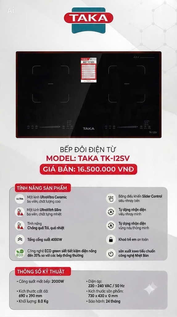 BẾP TỪ ĐÔI TAKA i2SV
