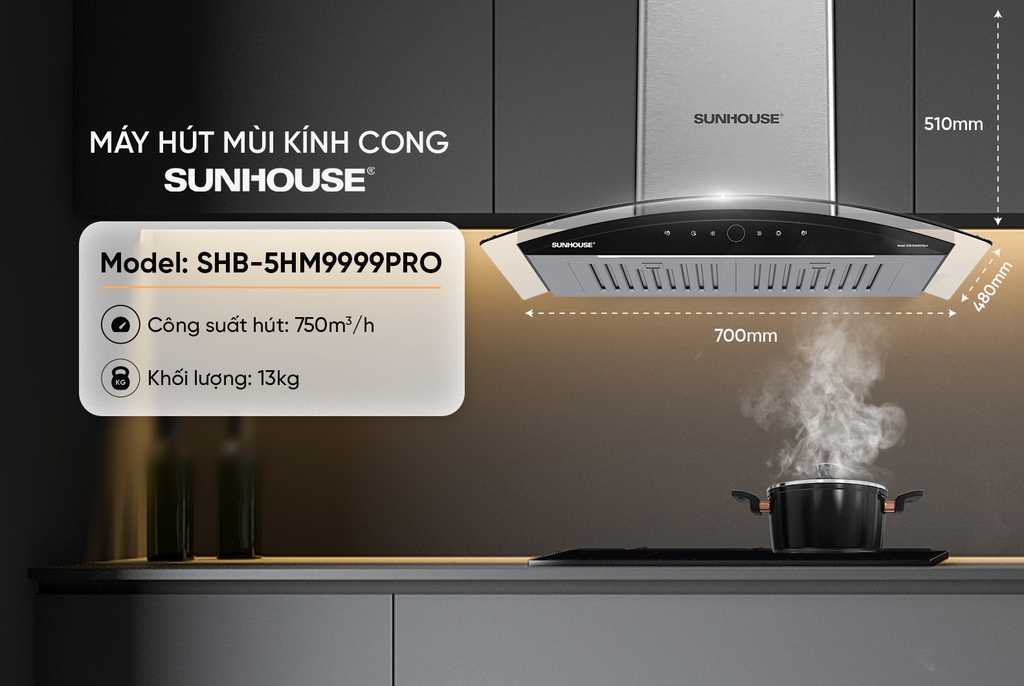 Máy Hút Mùi Sunhouse SHB5HM-9999Pro