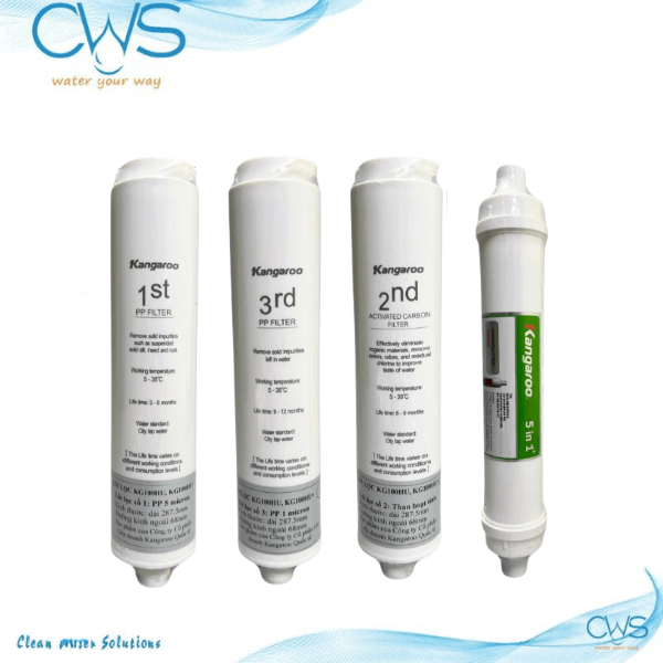 Bộ 4 Lõi Lọc Nước Kangaroo - Trừ RO