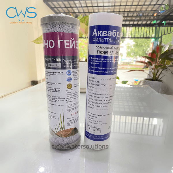 Hình ảnh thực tế combo lõi lọc CBC và lõi PP 5 Micron tại CWS