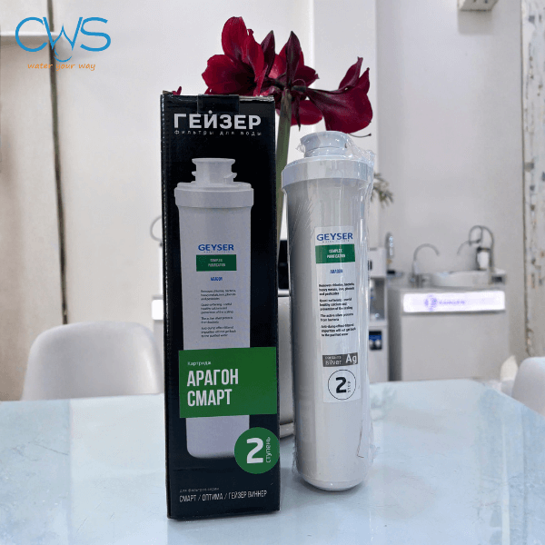 Hình ảnh thực tế lõi lọc nước Aragon Geyser Ecolux tại showroom