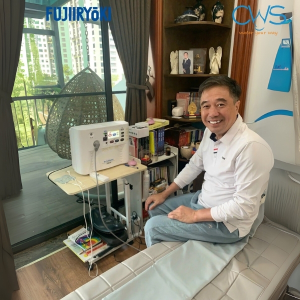 Hình ảnh trị liệu thực tế với  máy điện trường cao áp Fujiiryoki FX-M14000