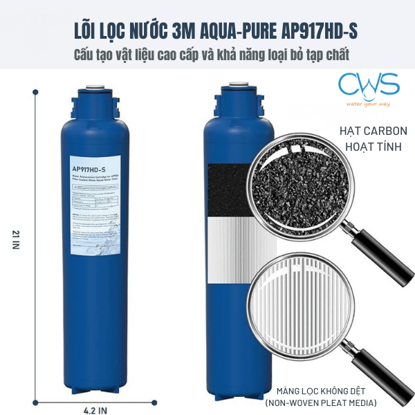 Lõi Lọc Nước 3M Aqua-Pure AP917HD-S Được Cấu Tạo Từ Vật Liệu Cao Cấp