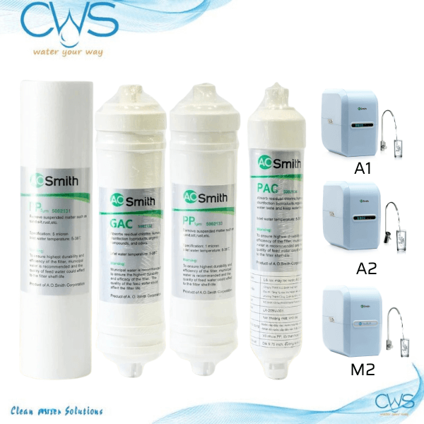 Lõi Lọc Nước AO Smith A1 A2 M2 Chính Hãng - Combo 4 Lõi Trừ RO