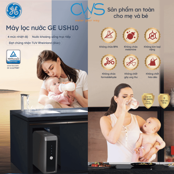 Máy lọc nước GE USH10 an toàn cho mẹ và bé