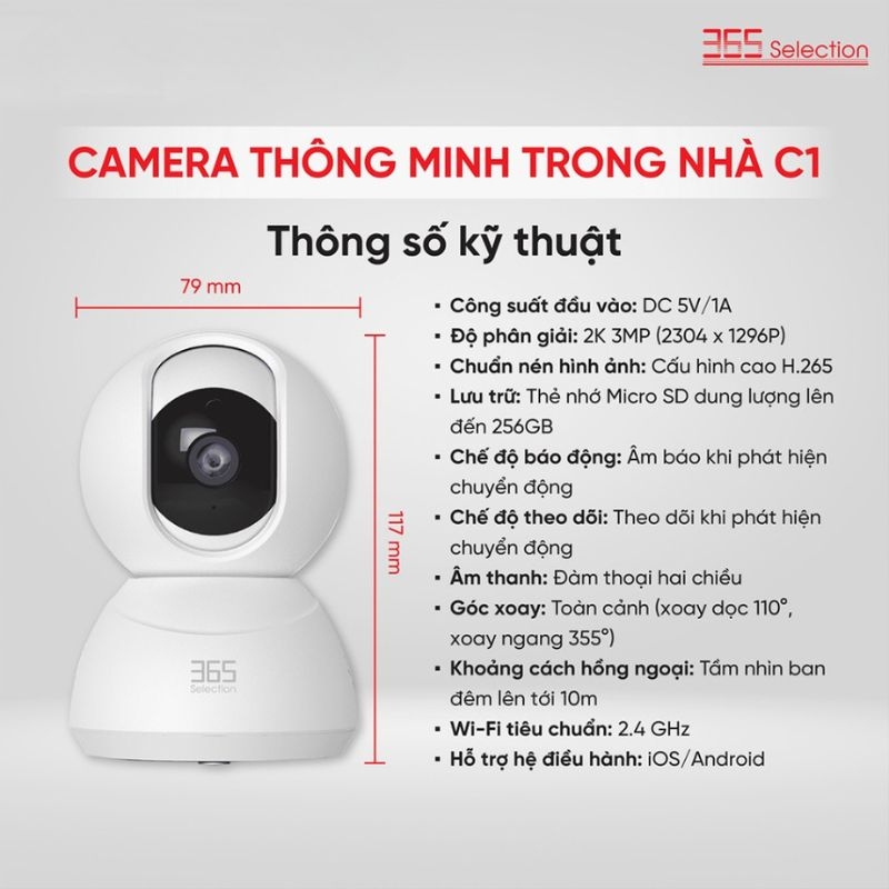 Thông số Camera IP 360 Độ 3MP 365 Selection C1