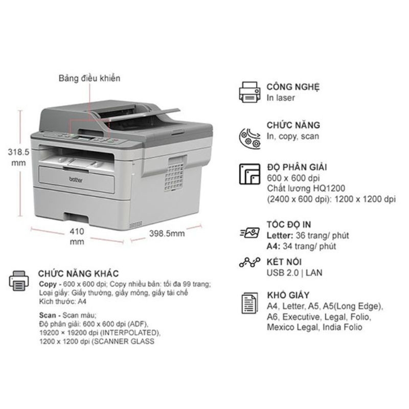 Thông số Máy in Laser Brother DCP-B7535DW