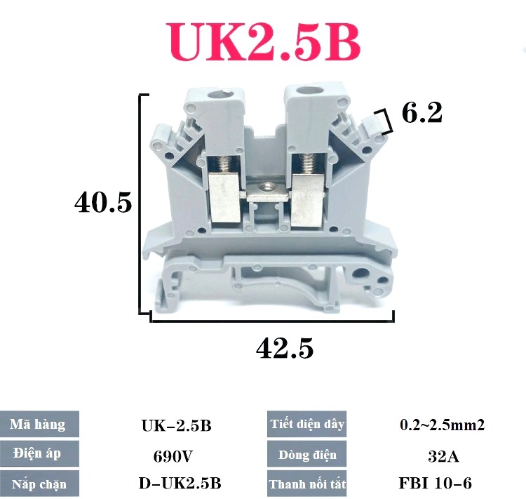 Cầu đấu tủ điện UK2.5B 32A / uk-2.5 2.5mm - D8H8 | Công ty cổ phần Linh ...