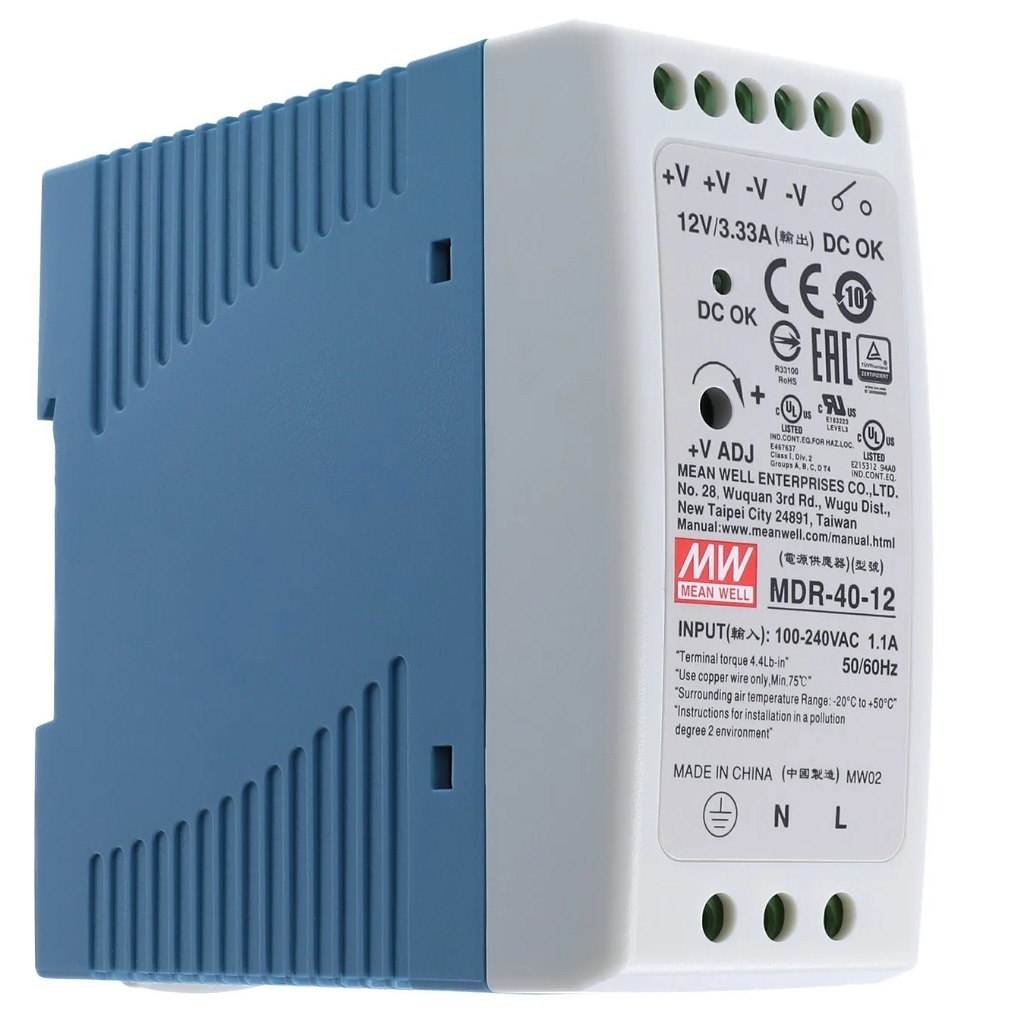 Nguồn tủ điện MDR-40-12 12V 3.3A / chính hãng Meanwell cài ray | Công ...