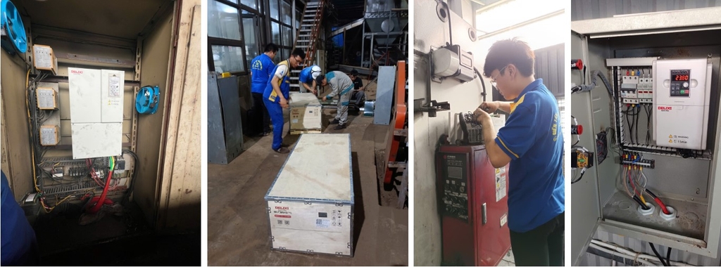 Kỹ thuật viên kiểm tra biến tần và hệ thống điều khiển trước khi thay thế
