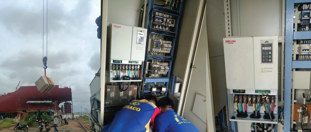 Hệ thống biến tần Delixi E102 điều khiển cẩu trục tại Nhà máy đóng tàu Bạch Đằng