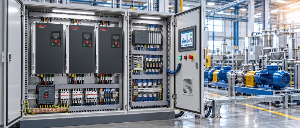 PLC phối hợp biến tần điều khiển dây chuyền