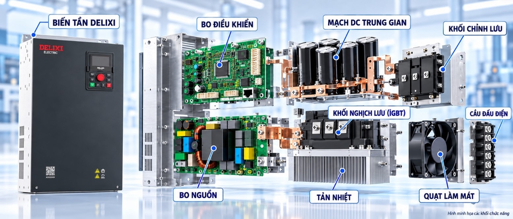 Cấu tạo biến tần và các bộ phận chính
