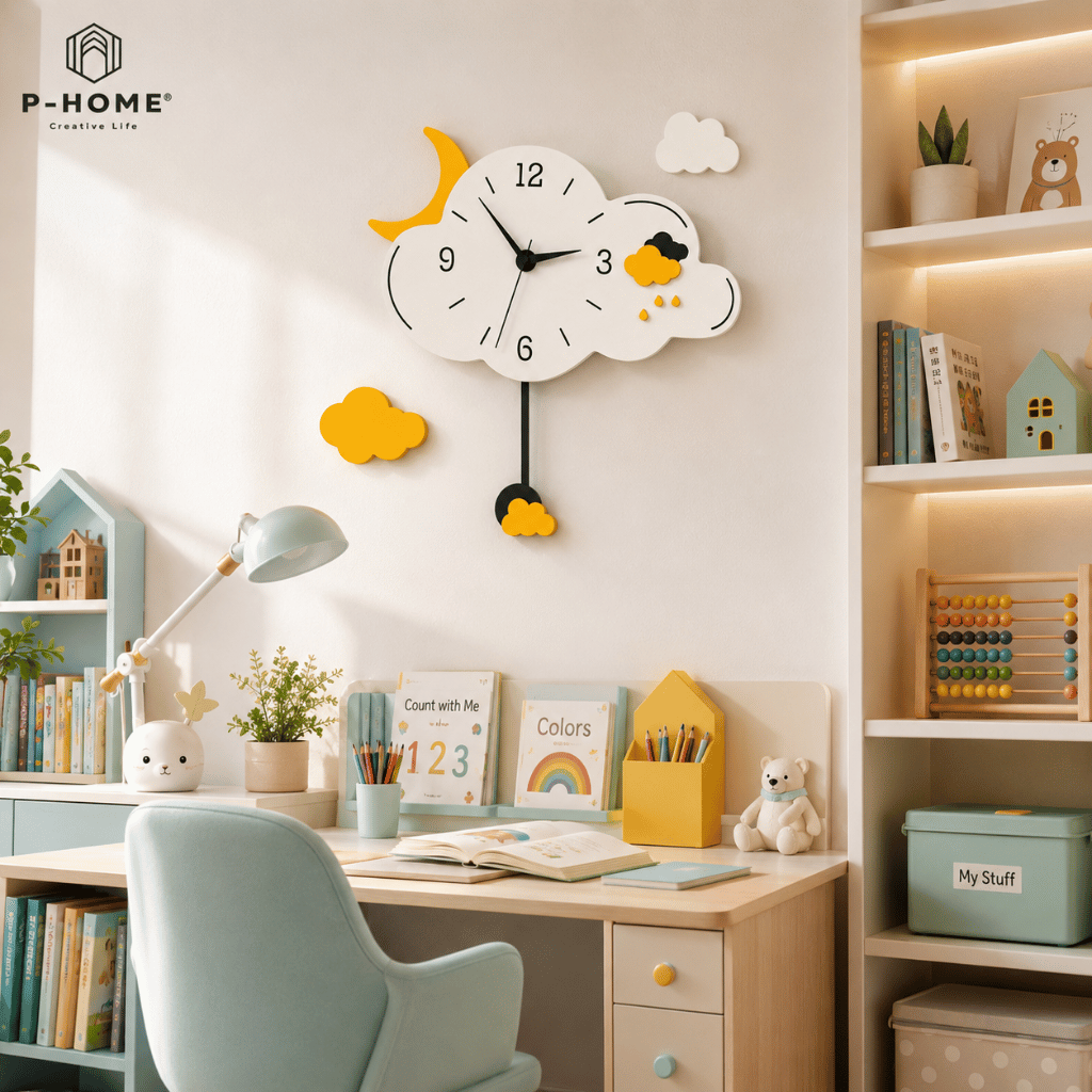 Đồng hồ quả lắc treo tường CL060 đám mây dễ thương