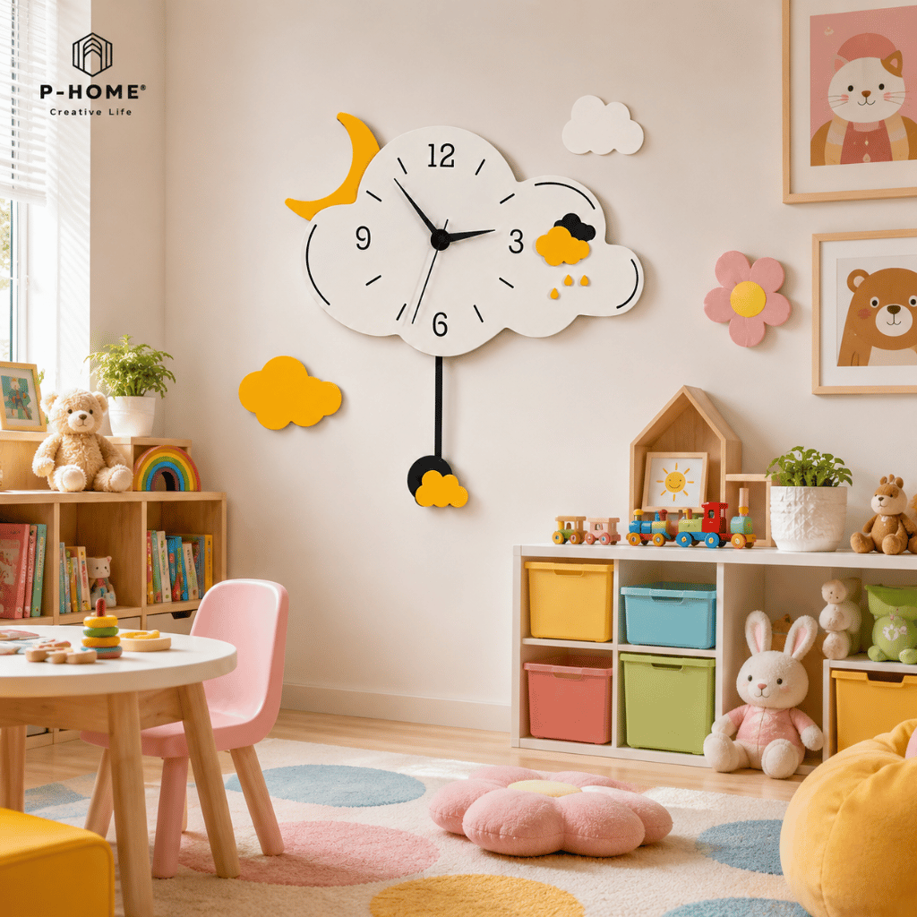 Đồng hồ quả lắc treo tường CL060 đám mây dễ thương