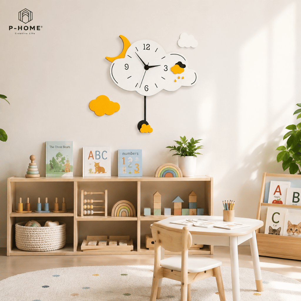 Đồng hồ quả lắc treo tường CL060 đám mây dễ thương